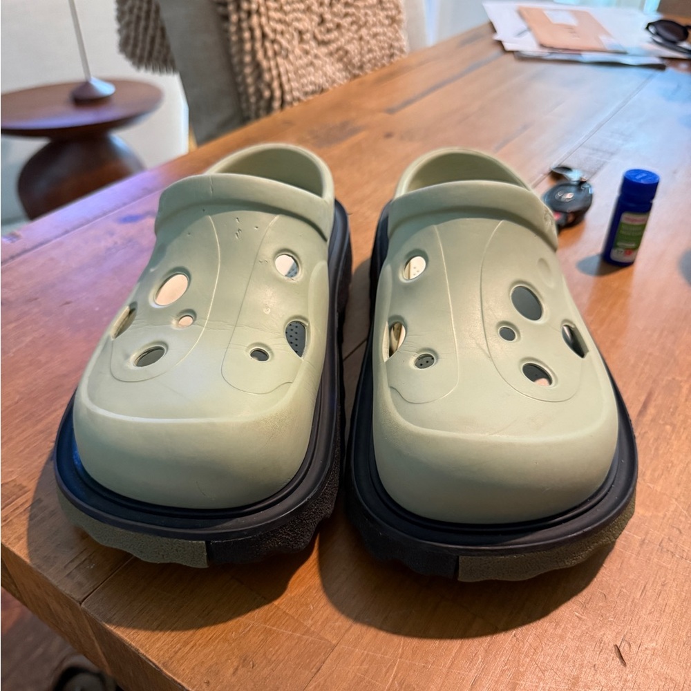 Off-White Mint and Black Slip-On Loafers